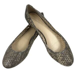 Calvin Klein Sapphire Lizard Sz 9M Natural LaserCut Perforated Ballet Flat Shoes